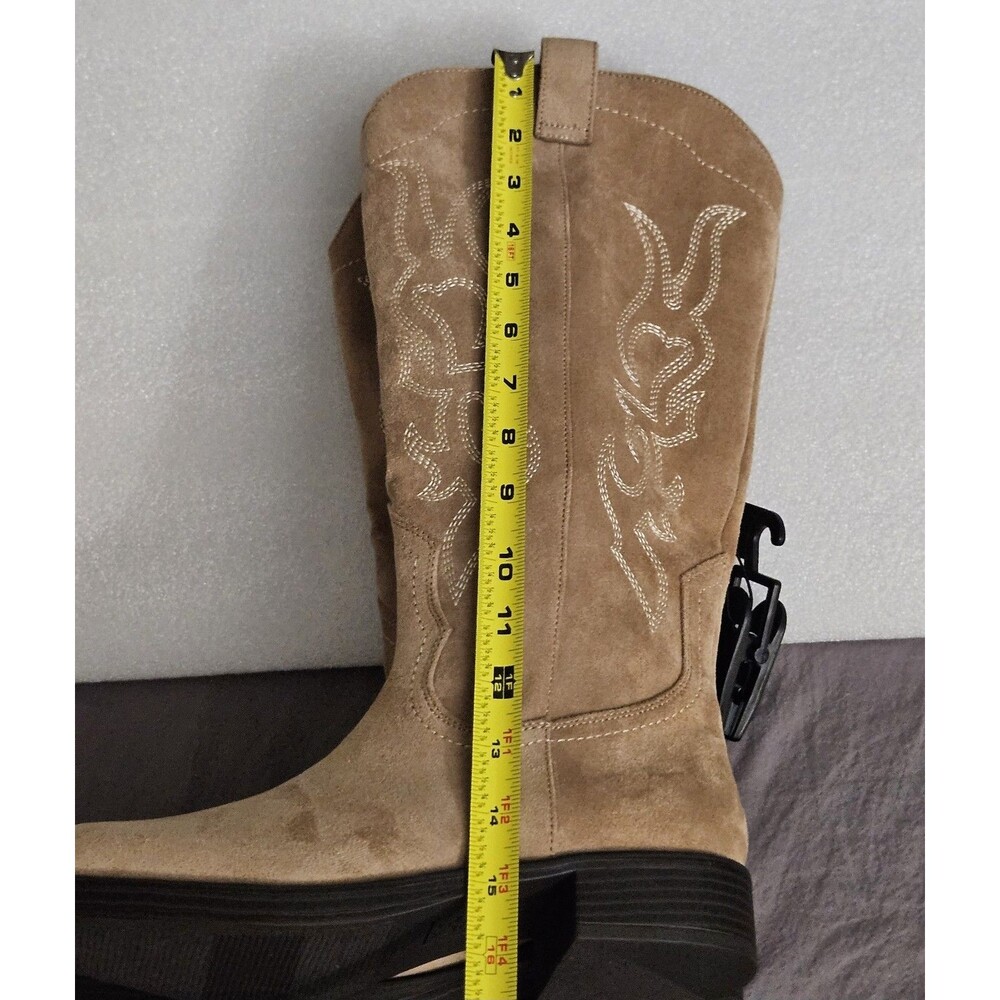 No Boundaries Women's Square Toe Western Boots Tall Tan Suede Size 8 Cowgirl NWT - Picture 10 of 10